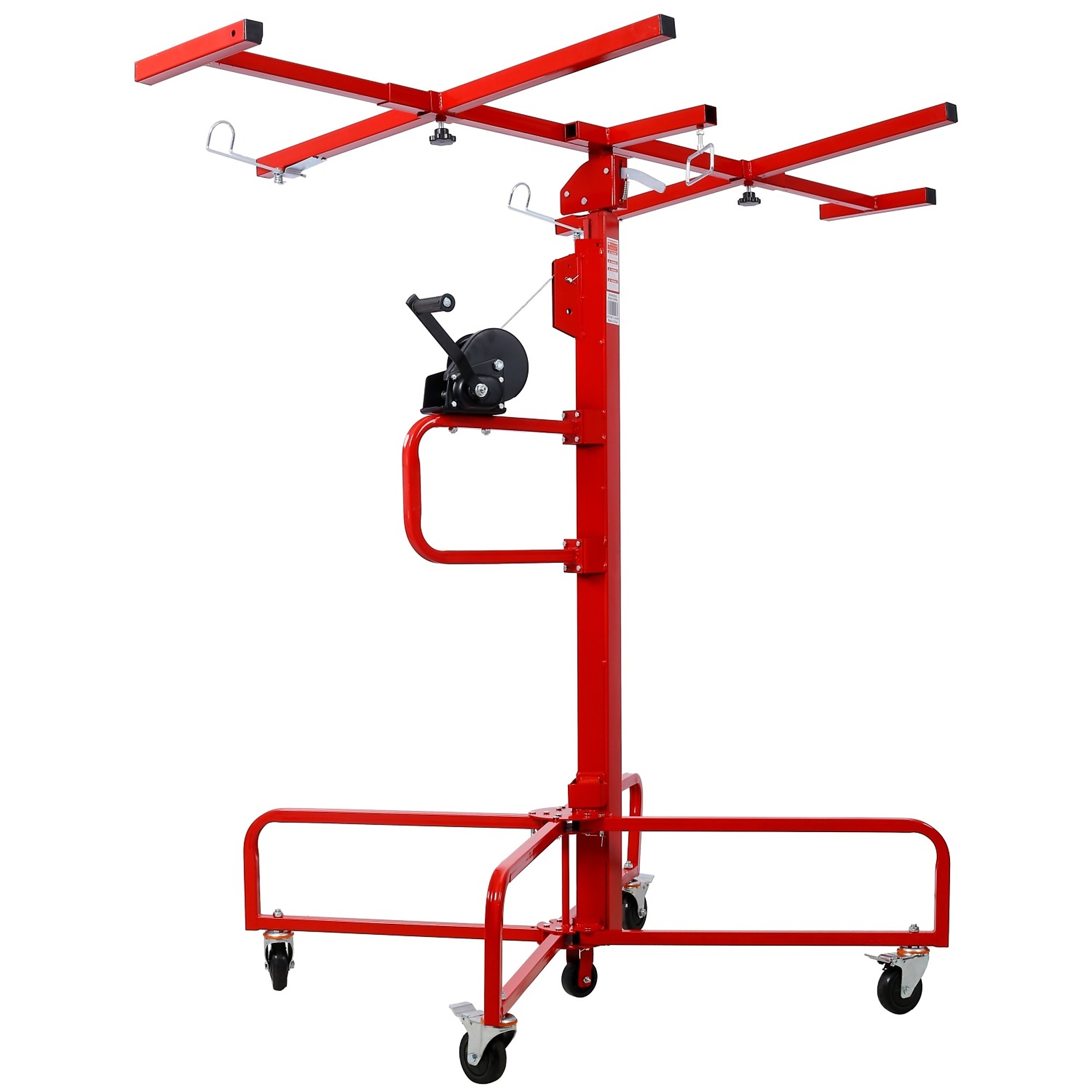 BlackTeck Drywall Lift Panel Hoist Jack — 16ft., 150-Lb. Capacity, Rolling Caster Wheels, Red, Model# N2-189993